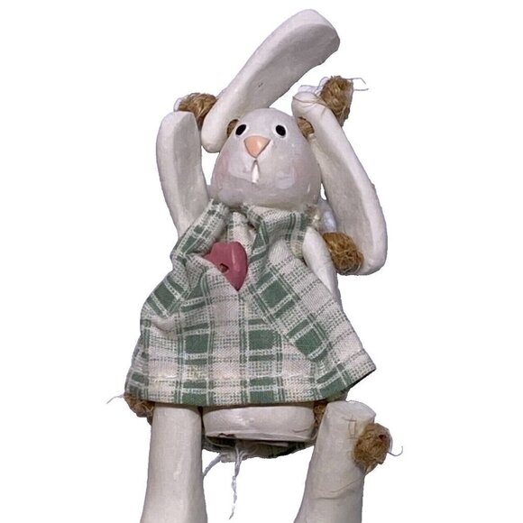 Russ Berri 13900 VTG Country Kin Sculptstone Jointed Bunny Shelf Sitter Figurine - Picture 1 of 9